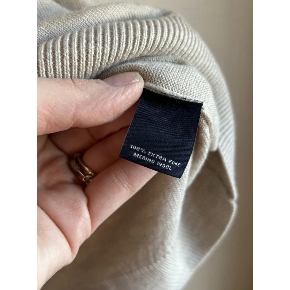 Hart Schaffner Marx Extra Fine Merino Wool V Neck Pullover Sweater XL Beige